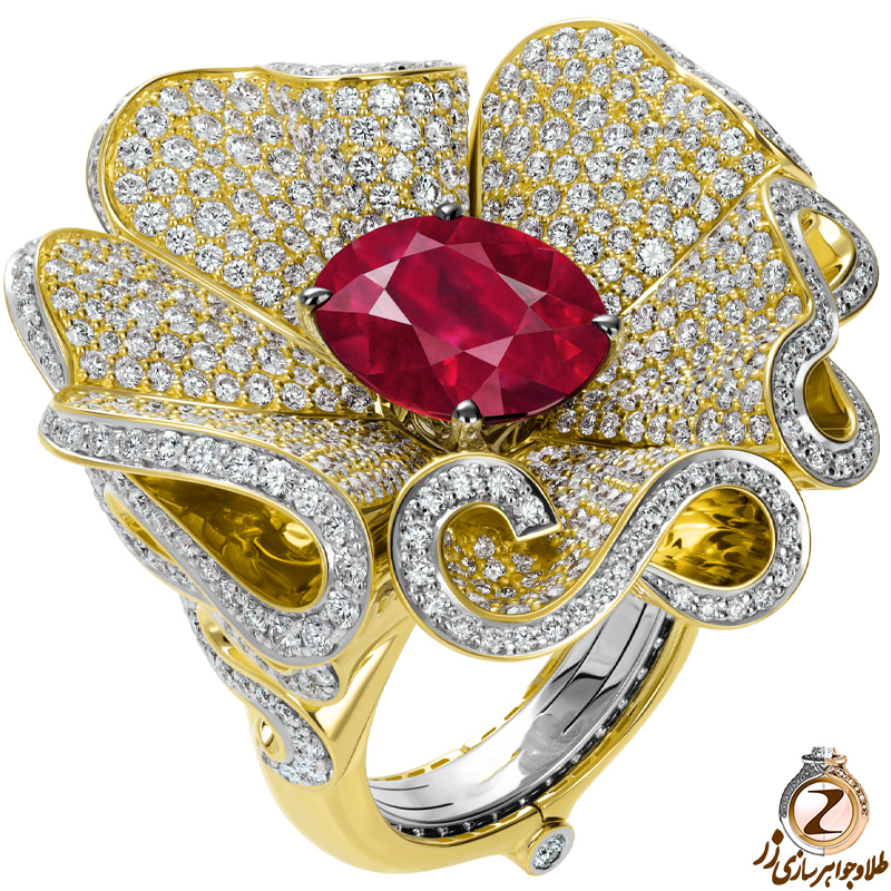 انگشتر گل خاص زنانه طلا - سایت زر