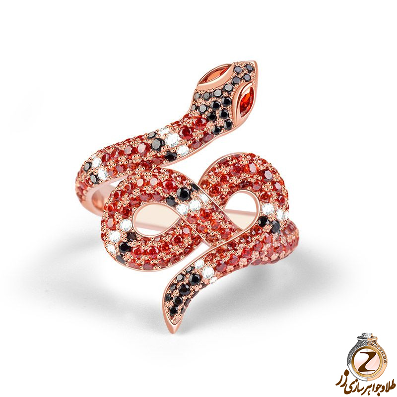 عکس و قیمت انگشتر مار طلا زنانه 18 عیار - طلا و جواهر زر