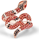 انگشتر مار طلا جواهر یاقوت قرمز، سیترین و برلیان با طرح بی نهایت مدل:rgf1777