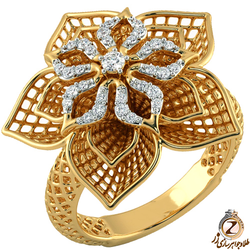 عکس انگشتر فیوژن گل طلا - سایت زر