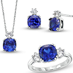  نیم ست طلا جدید دخترانه و زنانه جواهر یاقوت کبود و برلیان مدل: hsdf1569 