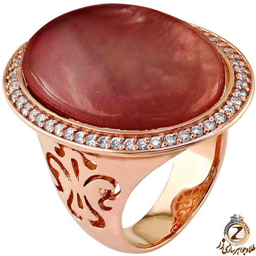 خرید و قیمت انگشتر طلا زنانه جدید عقیق سرخ و الماس تراش برلیان طرح مجلسی - سایت زر