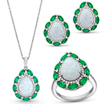 نیم ست طلا جدید زنانه و دخترانه جواهر اوپال، زمرد و برلیان مدل: hsdf1580