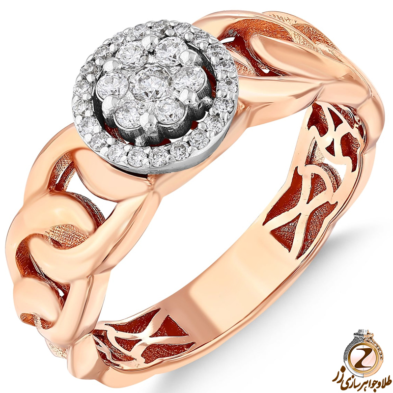 خرید حلقه نامزدی طلا طرح فلاور جواهر بسیار خاص و شیک نگین الماس تراش برلیان پایه کارتیر به همراه قیمت در سایت زر