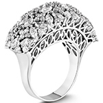 انگشتر الماس زنانه تمام جواهر مارکیز و برلیان با طلا سفید 18 عیار طرح گنبدی لوکس مدل: wrdf21730