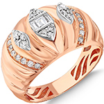 انگشتر الماس زنانه تمام جواهر باگت و برلیان با طلا رزگلد 18 عیار طرح گنبدی خاص و جدید مدل: wrdf21731 