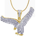 آویز گردنبند طلا مردانه جواهر با نگین الماس تراش برلیان طرح عقاب با طلای زرد 18 عیار مدل: npdm1106