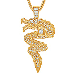 آویز و پلاک گردنبند طلا مردانه جواهر با نگین الماس تراش برلیان طرح اژدها با طلای زرد 18 عیار مدل: npdm1107