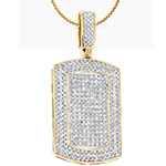 آویز و پلاک گردنبند طلا مردانه جواهر کلاسیک با نگین الماس تراش برلیان طرح مستطیل با طلای زرد 18 عیار مدل: npdm1108