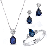 نیم ست طلا جدید زنانه و دخترانه طرح جدید جواهر نگین یاقوت کبود و برلیان طرح فلاور مدل: hsdf1608 