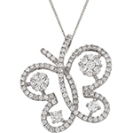 آویز و پلاک الماس تراش برلیان طرح پروانه جواهر و طلای سفید 18 عیار با طرح برلیان های فلاور چیده شده مدل: pdb2376 