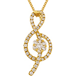 پلاک و آویز الماس تراش برلیان طرح نت موسیقی جواهر و طلای زرد 18 عیار با طرح فلاور بسیار خاص مدل: pdb2379 