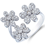 حلقه نامزدی طلا و جواهر زنانه با نگین الماس تراش برلیان با طرح سه گل شیک و خاص مدل: eng2290