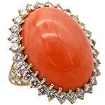 انگشتر طلا زنانه جدید بزرگ عقیق سرخ و الماس تراش برلیان طرح کلاسیک مدل: rgf18998