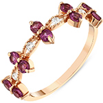 انگشتر رینگ طلا زنانه جدید 18 عیار جواهر نگین یاقوت قرمز و الماس تراش برلیان طرح مینیمال مدل: rgf19000 