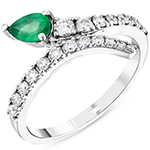 انگشتر مار طلا زنانه جدید 18 عیار جواهر نگین زمرد تراش اشک و الماس تراش برلیان مدل: rgf19001