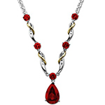 گردنبند طلا سفید و زرد با نگین یاقوت سرخ و الماس تراش برلیان مدل: ndf1210