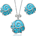 نیم ست طلا و جواهر زنانه آویز و گوشواره جواهر با نگین برلیان و فیروزه طرح اسلیمی مدرن مدل: hsdf1243