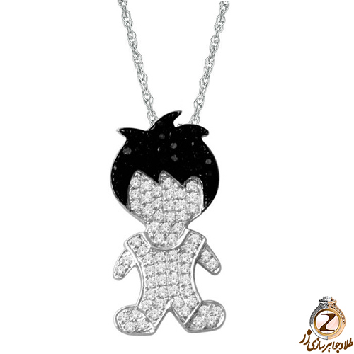 آویز کودکانه جواهر با نگین الماس تراش برلیان طرح پسر کوچک مدل: pgb2011