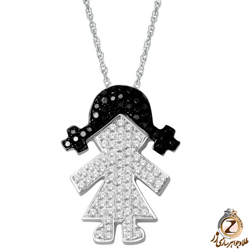 آویز کودکانه جواهر با نگین الماس تراش برلیان طرح دختر کوچک مدل: pgb2012