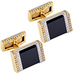 دکمه سردست طلا زرد با نگین الماس تراش برلیان و اونیکس مشکی مدل: cdm1159 