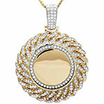 پلاک طلای زرد کلاسیک با نگین الماس تراش برلیان طرح دوار و گرد: مدل npdm1054