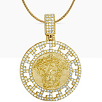 پلاک و آویز دوار طلای زرد با نگین الماس تراش برلیان طرح ورساچی: مدل npdm1055