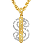 آویز و پلاک طلای زرد و سفید با نگین الماس تراش برلیان طرح دلار: مدل npdm1062