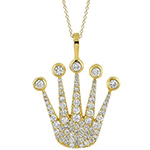 آویز طلای زرد با نگین الماس تراش برلیان طرح رولکس: مدل npdm1068