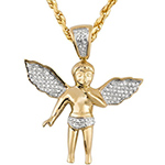 آویز و پلاک طلای زرد با نگین الماس تراش برلیان طرح فرشته: مدل npdm1071