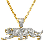 آویز و پلاک طلای زرد با نگین الماس تراش برلیان طرح ببر: مدل npdm1072