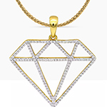 آویز گردنبند طلا مردانه و الماس برلیان طرح دیاموند و شکل الماس مدل:npdm1079