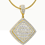 آویز گردنبند طلا مردانه الماس تراش برلیان و باگت طرح لوزی مدل:npdm1080