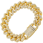 دستبند کارتیر مردانه طلا زرد تمام جواهر نگین الماس تراش برلیان در دو ردیف bdm1072