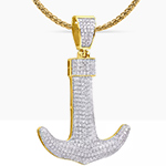 آویز گردنبند طلا مردانه طرح لنگر جواهر برلیان مدل:npdm1085