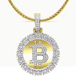 گردنبند طلا مردانه طرح بیت کوین جواهر برلیان مدل:npdm1086