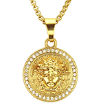 گردنبند پلاک طلا مردانه ورساچه جواهر نگین برلیان مدل:npdm1087