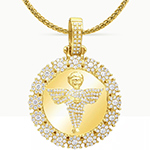 پلاک گردنبند مردانه طلا و جواهر طرح آنجل نگین الماس تراش برلیان مدل: npdm1089