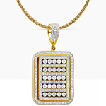 پلاک گردنبند طلا مردانه و جواهر طرح مستطیل نگین برلیان مدل:npdm1091