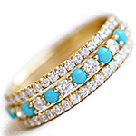 مدل انگشتر فیروزه طلا زنانه جدید ظریف جواهر نگین برلیان طرح سه رینگ مدل: rgf1885