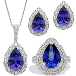 نیم ست طلا جدید دخترانه شیک و مجلسی یاقوت کبود و الماس تراش باگت و برلیان مدل: hsdf1591