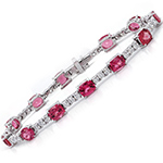 دستبند طلا ظریف زنانه جدید سفید نگین جواهر یاقوت قرمز و الماس تراش برلیان سفید مدل: bdf1303