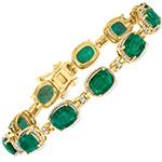 دستبند طلا زنانه جدید زرد نگین جواهر زمرد و الماس تراش برلیان سفید مدل: bdf1304