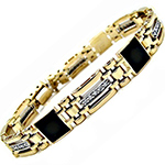 دستبند رولکس مردانه طلا زرد 18 عیار لاکچری جواهر الماس تراش برلیان و اونیکس مشکی مدل: bdm1074
