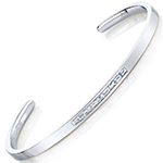 دستبند النگویی مردانه طلا سفید یا کاف با نگین الماس تراش باگت بسیار خاص و ترند مدل: bdm1075