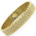 دستبند رولکس طلا مردانه تمام جواهر الماس تراش برلیان و طلا زرد 18 عیار لاکچری مدل: bdm1078