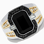 انگشتر طلا مردانه نگین مشکی اونیکس و الماس تراش باگت و برلیان طرح رجال بزرگ مدل: rgm17194