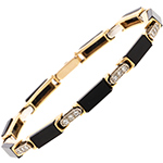 دستبند طلا مردانه اونیکس نگین مشکی و الماس تراش برلیان سفید با طلا زرد 18 عیار طرح مینیمال مدل: bdm1085