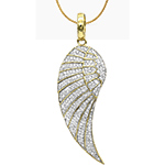 پلاک گردنبند طلا زرد مردانه طرح بال فرشته جدید و لوکس نگین الماس تراش برلیان مدل: npdm1093 