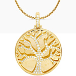 پلاک گردنبند طلا مردانه درخت زندگی جواهر نگین الماس تراش برلیان طرح جدید مدل: npdm1094 